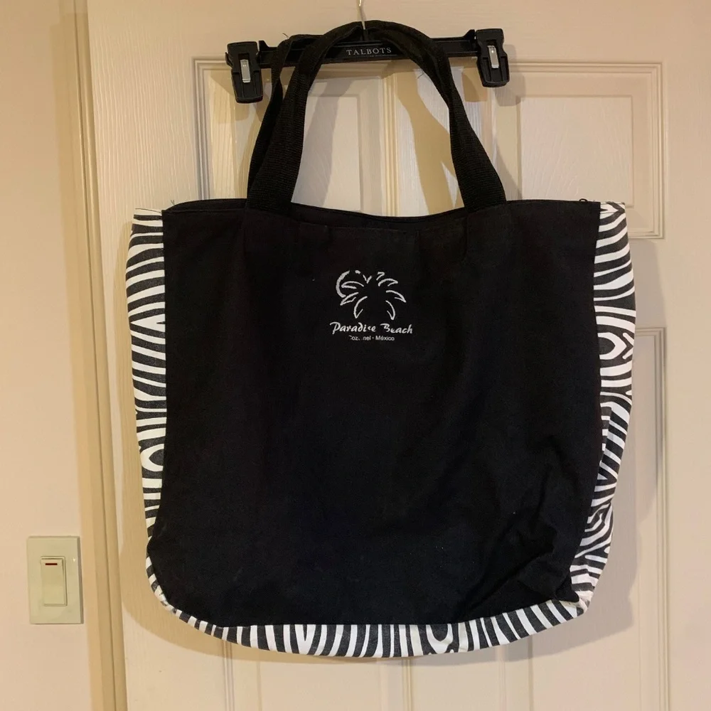 Cozumel Mexico Black/White Canvas Beach/Tote Bag